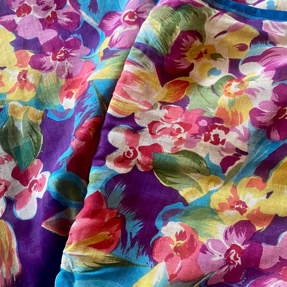 Scarf Wrap Sarong Colorful Floral Large Oblong
